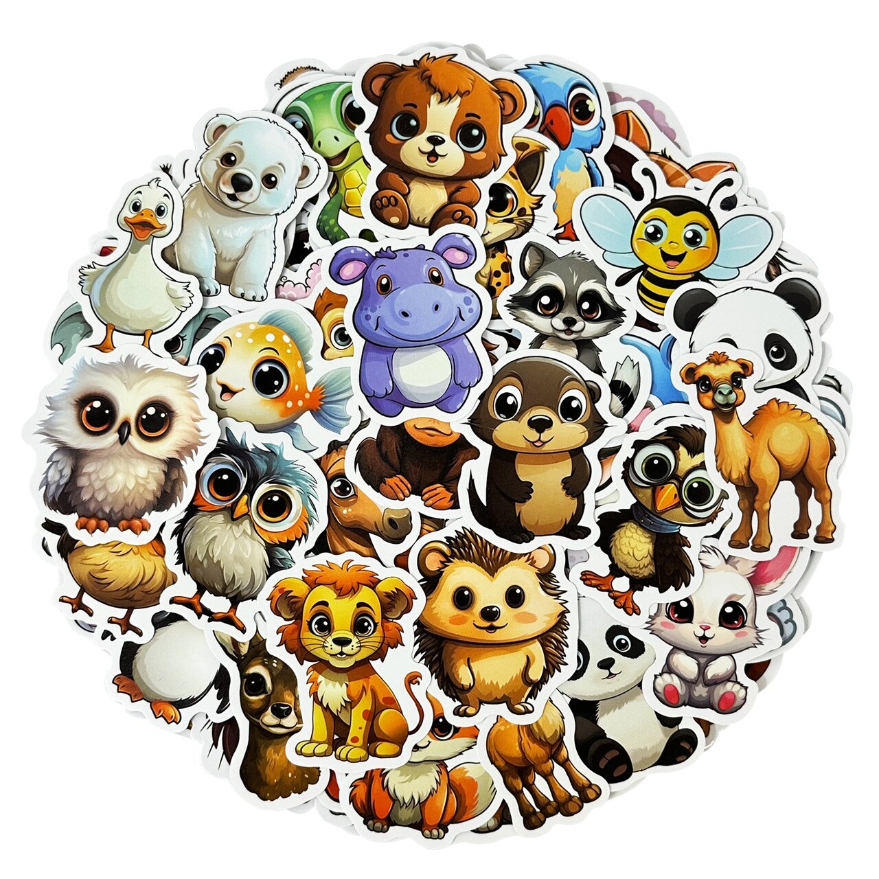 Wrapables Waterproof Vinyl Stickers for Water Bottles, Laptop, Phones, Skateboards, Decals for Teens, 100pcs Adorable Animals